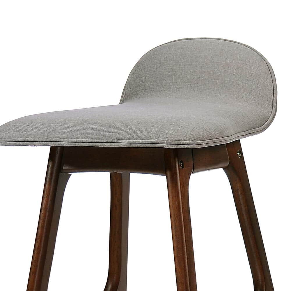 Mid-Century Modern Upholstered Dark Beige Barstools, Set of 2