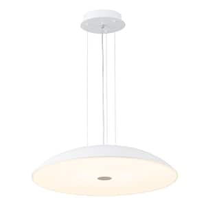 PCover 23.6 in. 1-Light UFO-Shape Matte White Dimmable Integrated LED Pendant Light for Kitchen Island