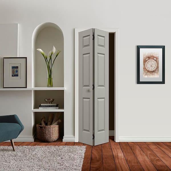 JELD-WEN 30 in. x 80 in. Colonist 6-Panel Light Gray Painted