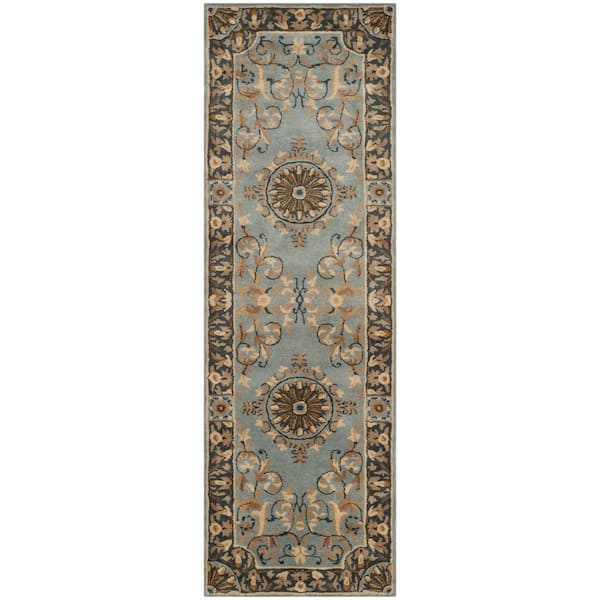 SAFAVIEH Empire Blue 3 ft. x 10 ft. Border Runner Rug EM459C-210 - The ...