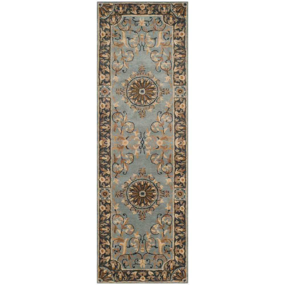 SAFAVIEH Empire Blue 3 ft. x 8 ft. Border Runner Rug EM459C-28 - The ...