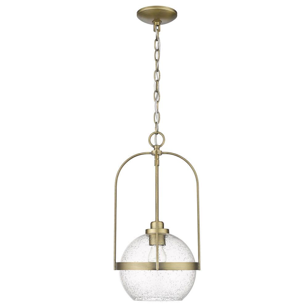 Devonshire Antique Brass Pendant with Seeded Glass