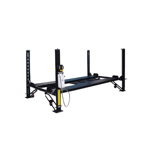 TUXEDO 4-Post Automotive Deluxe Storage Car Lift 8,000 lb. Capacity with Casters, Drip Trays and Jack Tray