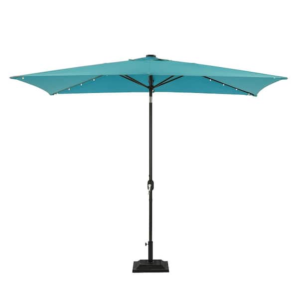 Unbranded 10 ft. Market Patio Umbrella in Blue with LED Middle