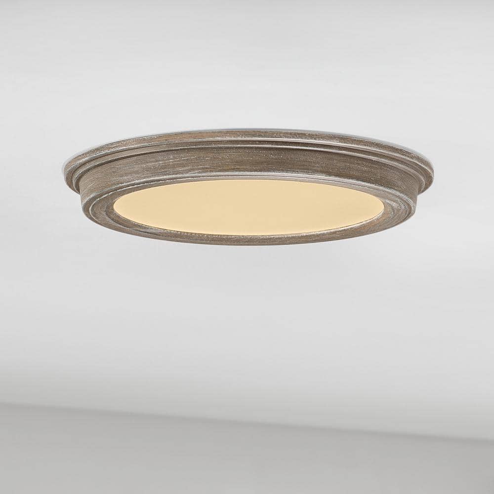 7 in. Weathered Gray Wood 3-CCT LED Round Flush Mount, Low Profile Ceiling Light (2-Pack) price history on PriceWatchPro