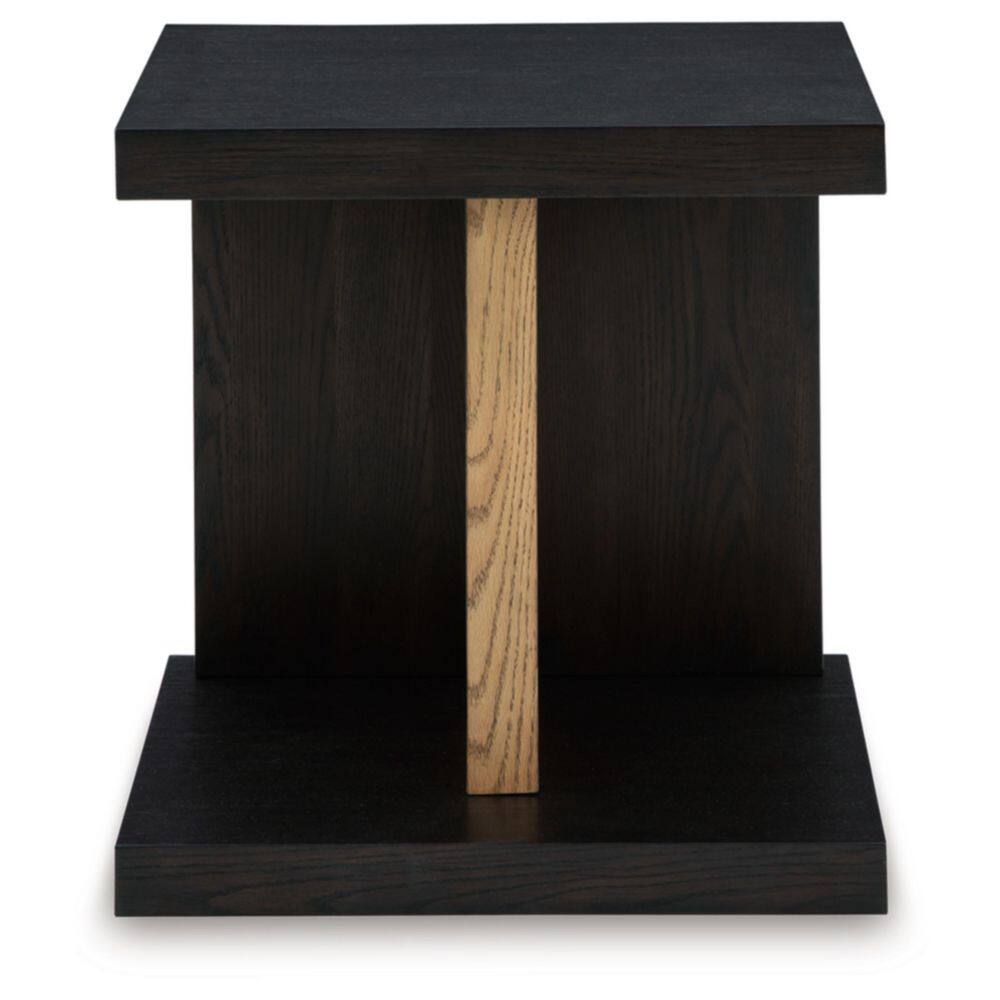Dark Brown Rectangular Wood and Metal End Table with Storage