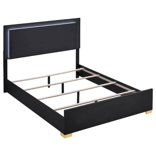 queenbee Benjara Dex 4-Piece Black Wood Queen Size Bedroom Set with