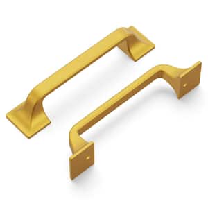 Forge Collection 3-3/4 in. (96 mm) Brushed Golden Brass Finish Cabinet Door and Drawer Pull (10-Pack)