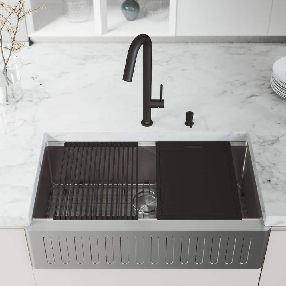 Oxford 36" Stainless Steel Farmhouse Kitchen Sink with Accessories