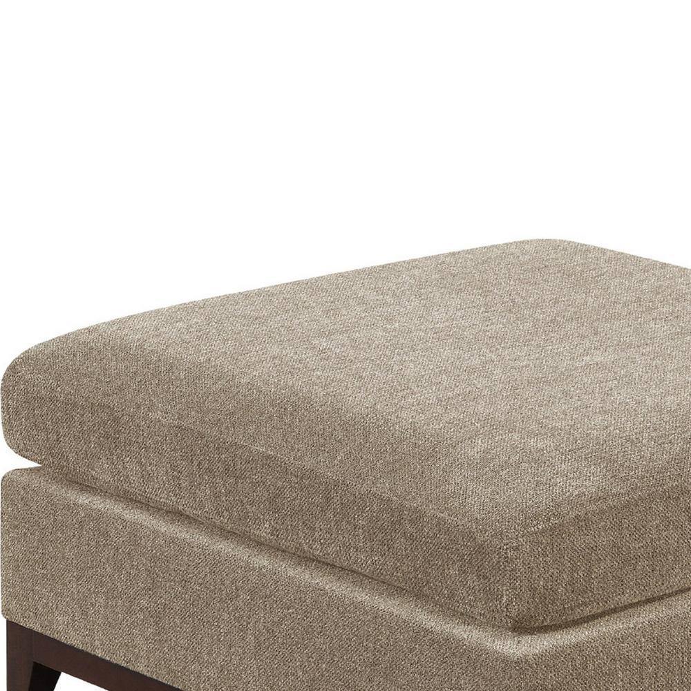 Chic Gray Chenille Tufted Cocktail Ottoman with Sleek Wooden Base
