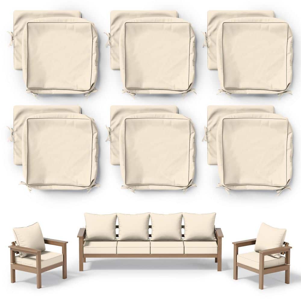 24 in. x 24 in. Slipcover Replacement Outdoor Waterproof Seat&Back Cover Set for Chair and Sofa Cream (6-Pack) price history on PriceWatchPro