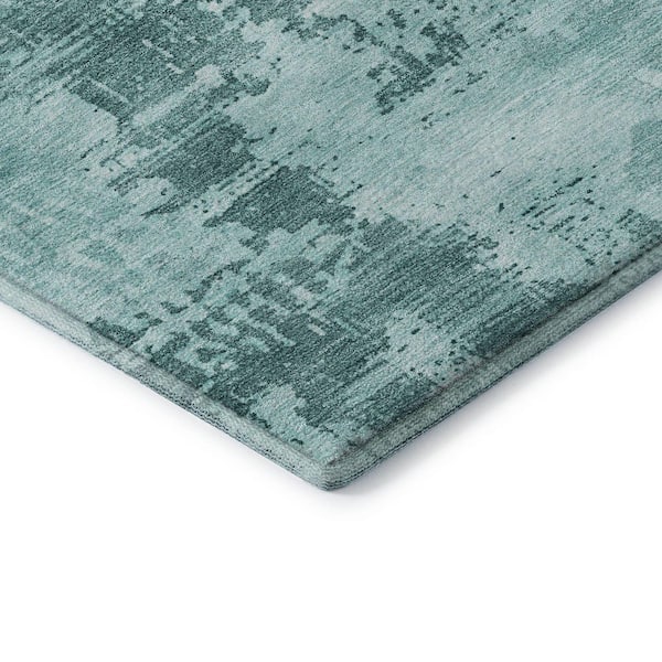 Mayfield Premium Machine Washable Abstract AMF1062 Seafoam 8 ft. x 10 ft. Area Rug
