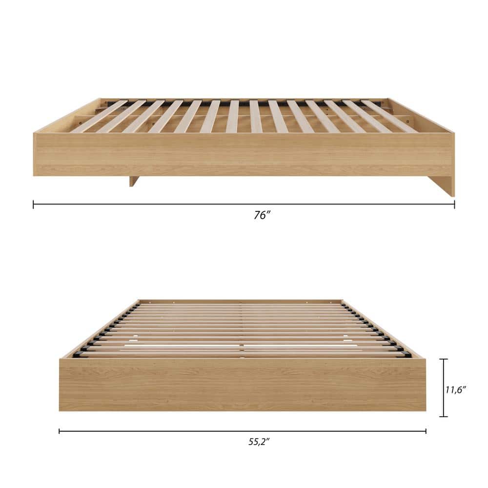 Natural Maple Full Size Floating Platform Bed Frame