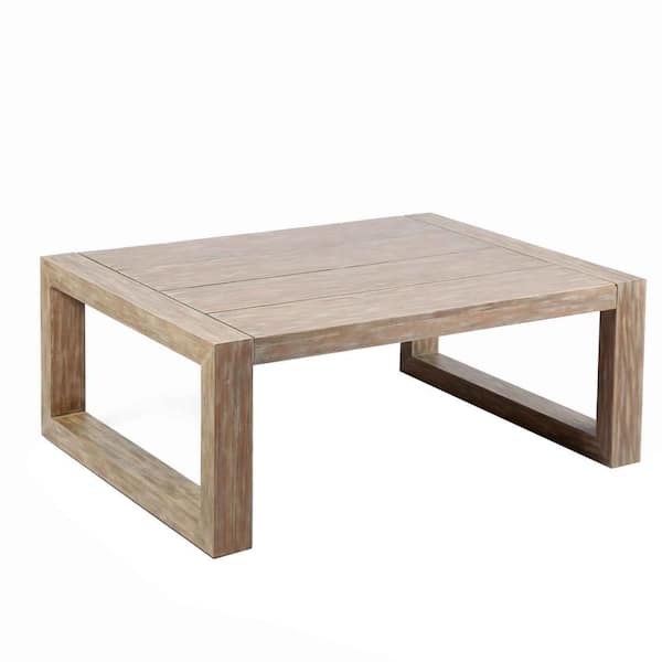 Benjara 15 in. Brown Rectangular Wooden Outdoor Coffee Table