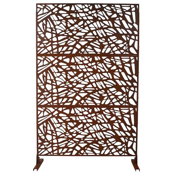Unbranded 76 in. H x 48 in. W Freestanding Metal Privacy Screen in Rusty, Stylish Outdoor and Indoor Privacy Fence Panels