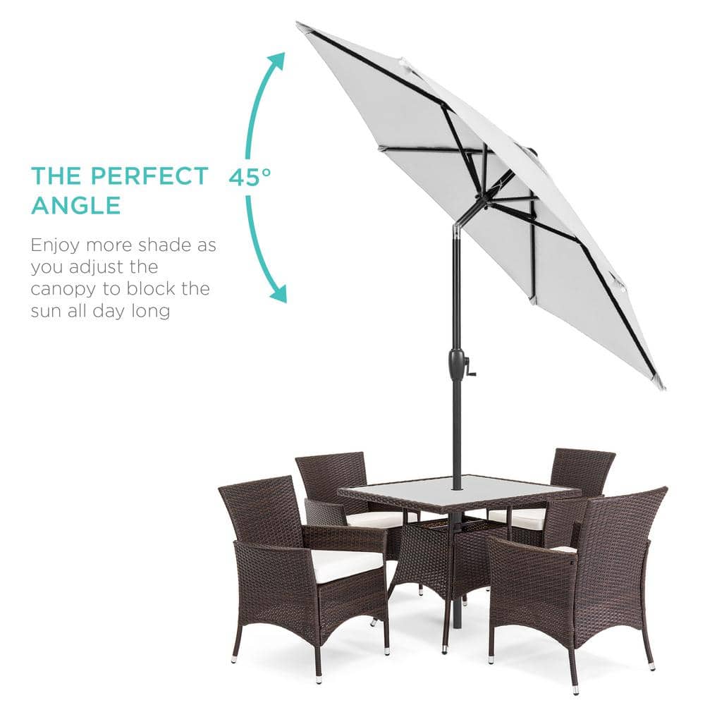 Fog Gray 7.5ft Heavy-Duty Outdoor Market Patio Umbrella with Steel Pole