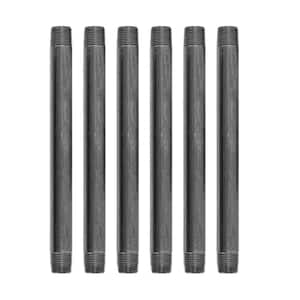 1/2 in. x 9 in. Black Industrial Steel Grey Plumbing Nipple (6-Pack)