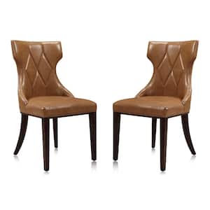 Reine Saddle and Walnut Faux Leather Dining Chair (Set of 2)