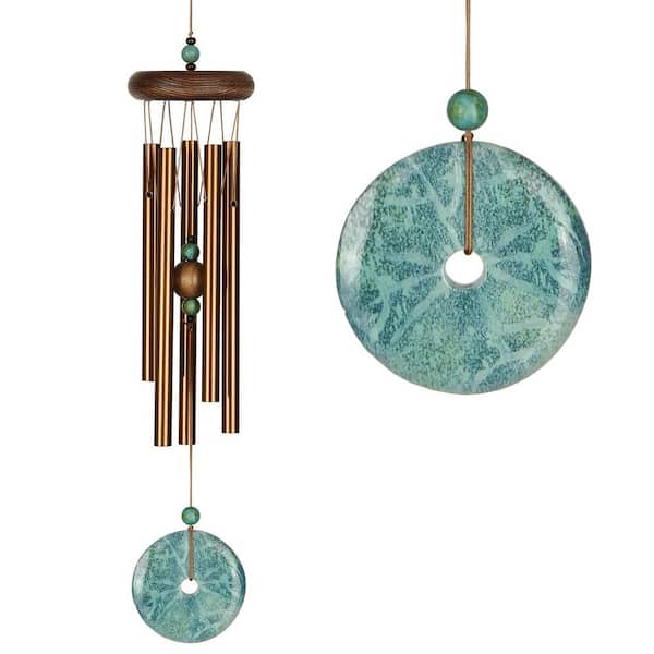 WOODSTOCK CHIMES Signature Collection, Woodstock Turquoise Chime, Petite 16 in. Bronze Wind Chime