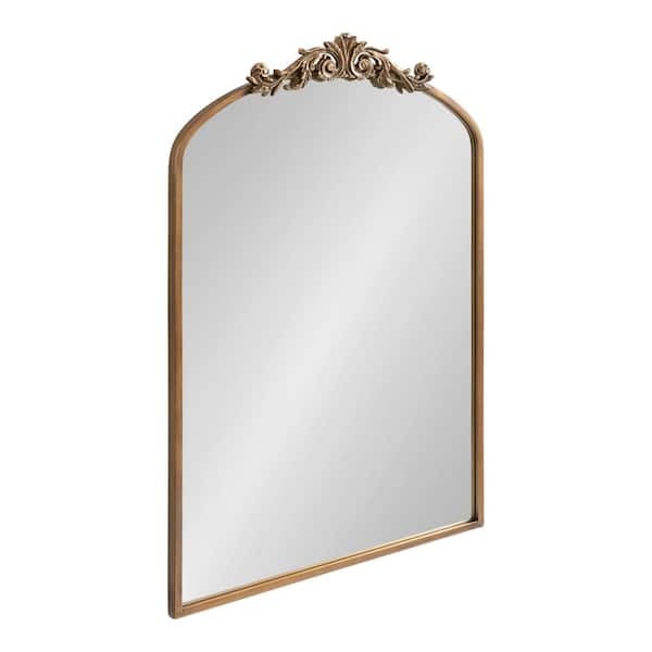 Kate and Laurel Arendahl 36 in. x 23.75 in. Traditional Arch Gold Framed Decorative Wall Mirror