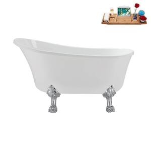 51 in. Acrylic Clawfoot Non-Whirlpool Bathtub in Glossy White with Oil Rubbed Bronze Drain and Polished Chrome Clawfeet