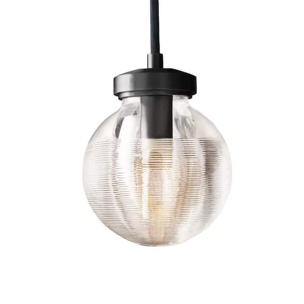 PUYRNF 1-Light Globe Black Kitchen Island Pendant Light, Adjustable Modern Pendant Light, for Dining Room, Bedroom, Living Room