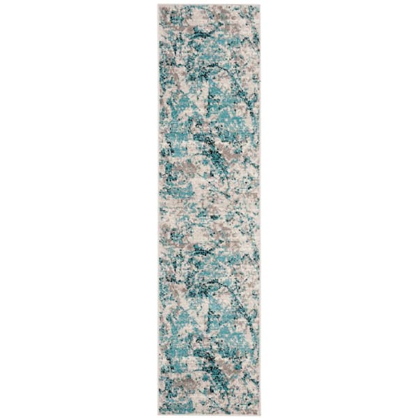 Skyler 2 ft. x 18 ft. Blue/Ivory Marble Overdyed Runner Rug