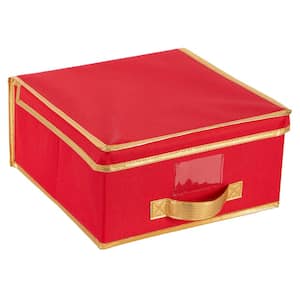 Fraser Hill Farm Red Polyester Christmas Ornament Storage Bag with  3-Drawers and Removable Dividers FFSBORN027-RD - The Home Depot