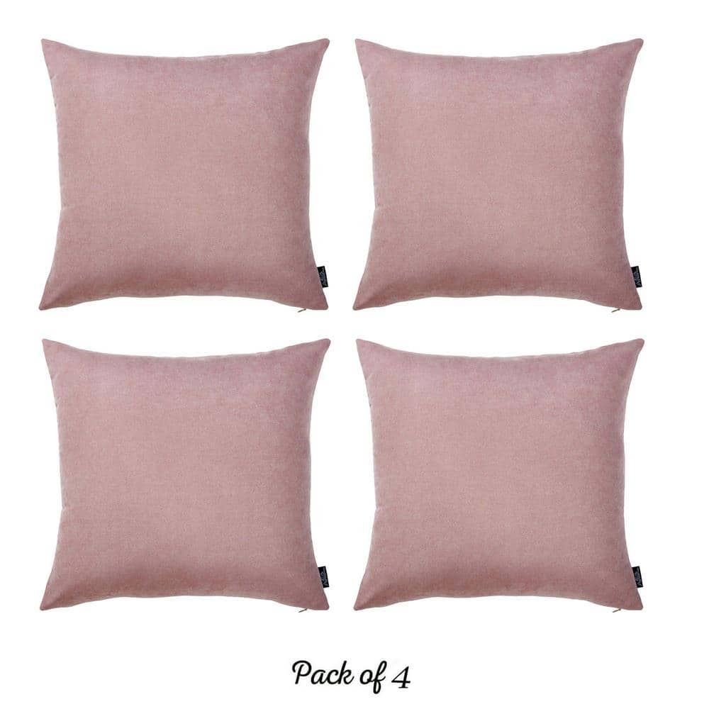 Light Pink Polyester Euro Square Pillow Covers Set of 4
