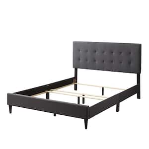 Sue 56 in. W Gray Charcoal Full Upholstered and Wood Frame Platform Bed Box Spring Required