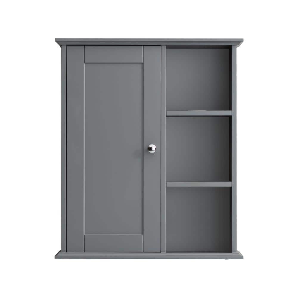 24 in. W x 7 in. D x 28 in. H Bathroom Storage Wall Cabinet in Gray, Wall S