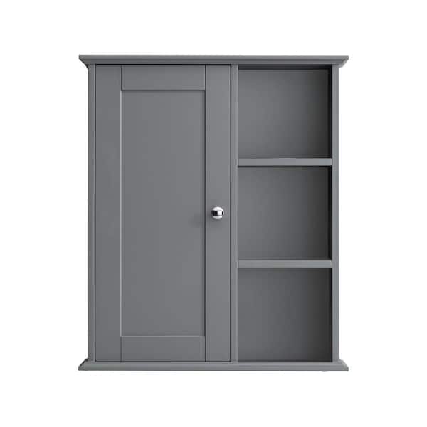 Unbranded 24 in. W x 7 in. D x 28 in. H Bathroom Storage Wall Cabinet in Gray, Wall Storage Hanging Corner Shelf Medicine Cabinet