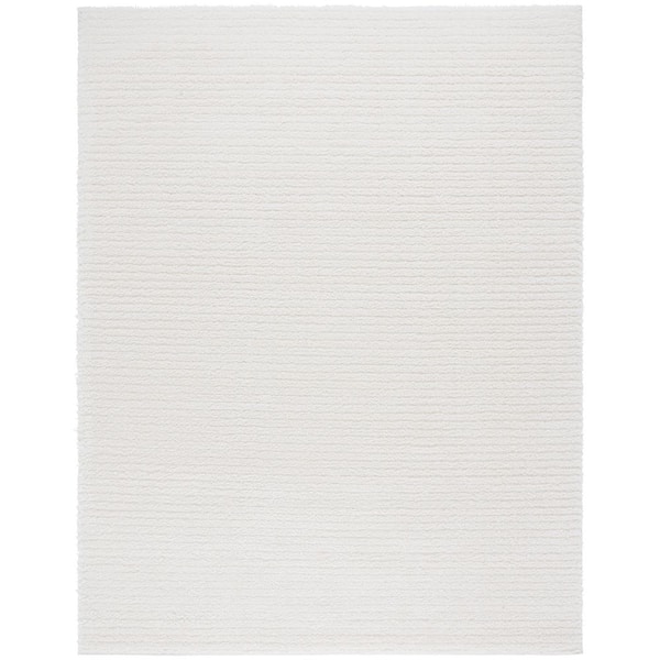 SAFAVIEH Tahoe Shag 8 ft. x 10 ft. Ivory Modern Solid Striped Area Rug
