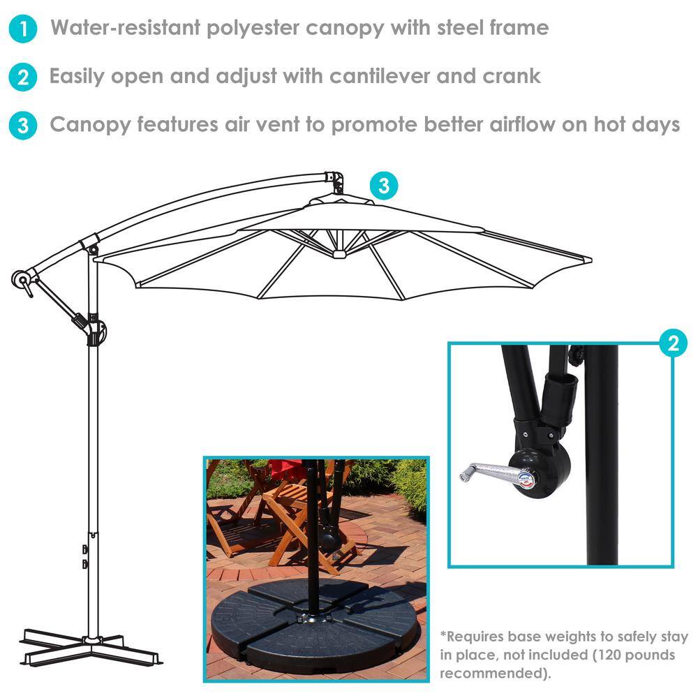 Cherry Red Steel Cantilever Patio Umbrella with Polyester Canopy