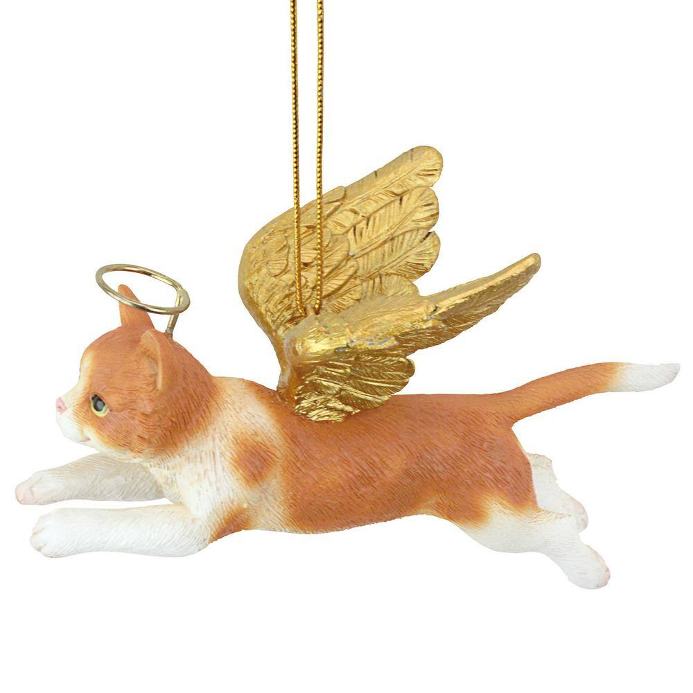 Orange Tabby Cat Angel Resin Holiday Ornament