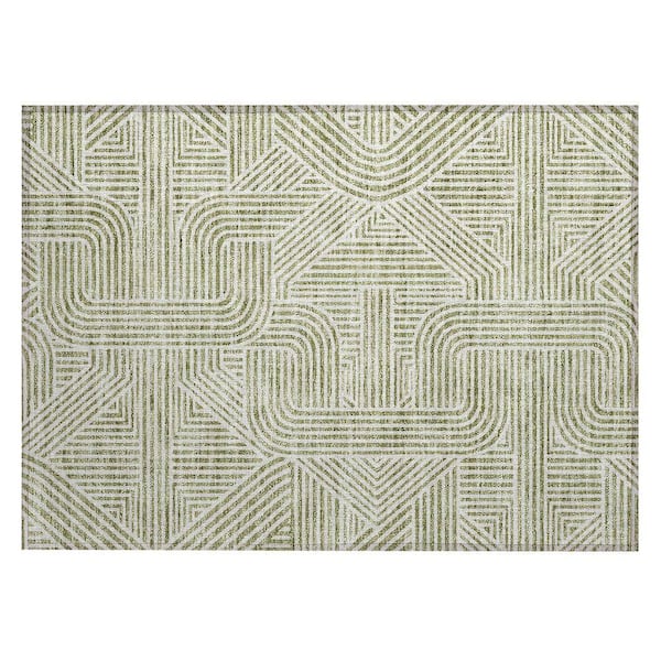 Chantille Machine Washable Indoor/Outdoor Abstract ACN917 Aloe 1 ft. 8 in. x 2 ft. 6 in. Area Rug
