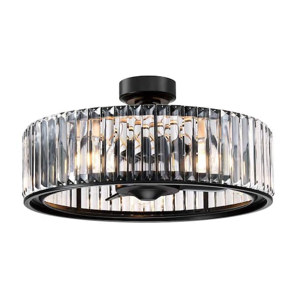 Parrot Uncle Henslee 25 in. Indoor Industrial Downrod Mount Black Crystal Ceiling Fan with Light Kit and Remote Control