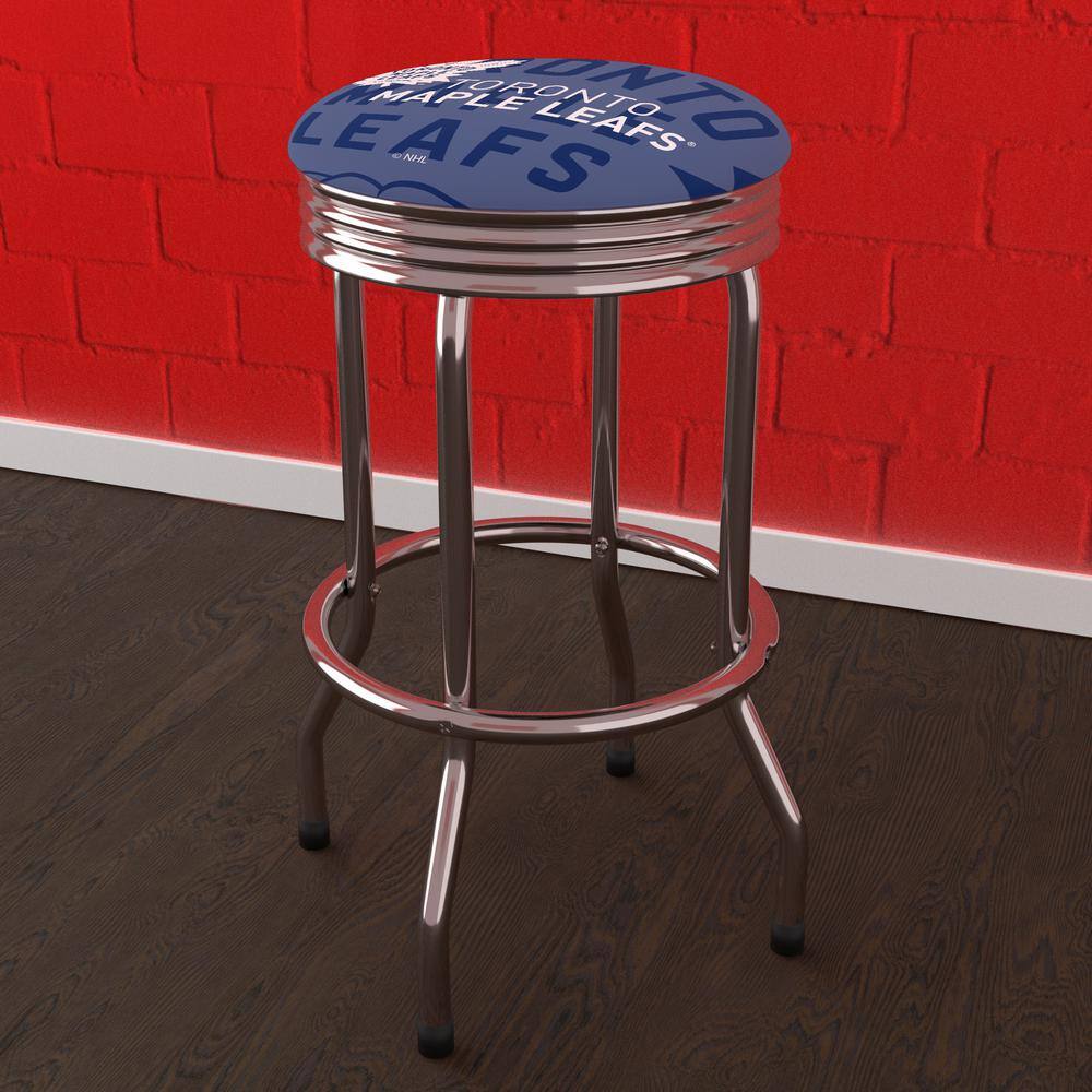 Toronto Maple Leafs Logo 29 in. Blue Backless Metal Bar Stool with