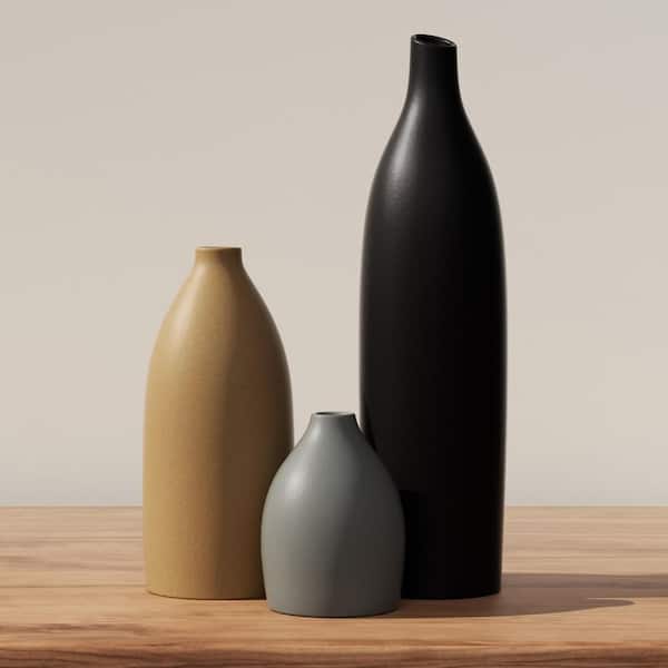 11 in. Multi-color Ceramic Bottle Decorative Vase（3pcs）