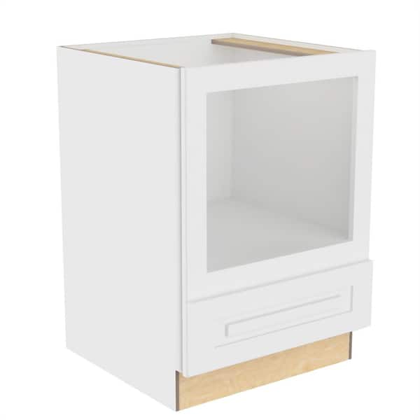 Home Decorators Collection Grayson 24 in. W x 24 in. D x 34.5 in. H Assembled Plywood Microwave Base Kitchen Cabinet in Pacific White with Soft