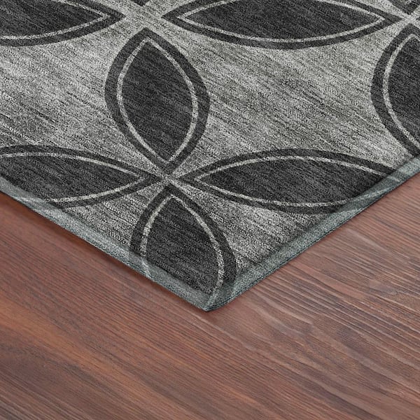 Mayfield Premium Machine Washable Abstract AMF2423 Black 10 ft. x 14 ft. Area Rug