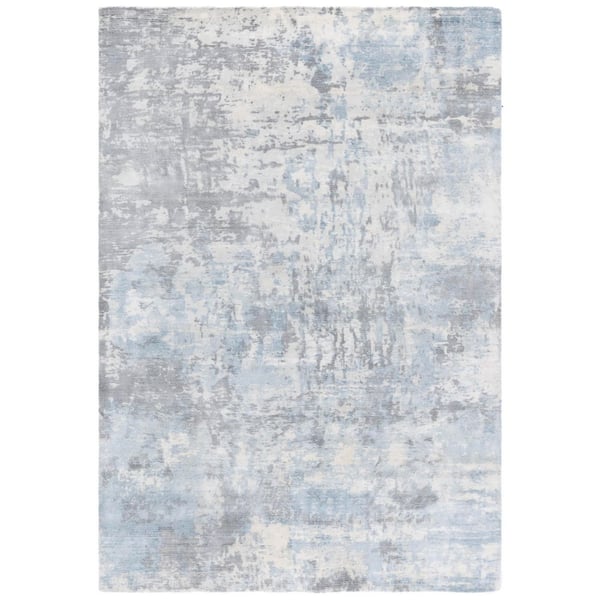 Mirage 6 ft. x 9 ft. Silver/Blue Marble Distressed Area Rug