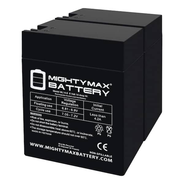6V, 14Ah, AGM, Fast-on Terminal, Replacement Battery Compatible with Lithonia ELB0614-2 Pack