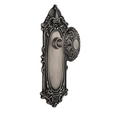 Victorian Plate 2-3/4 in. Backset Antique Pewter Privacy Bed/Bath Victorian Door Knob
