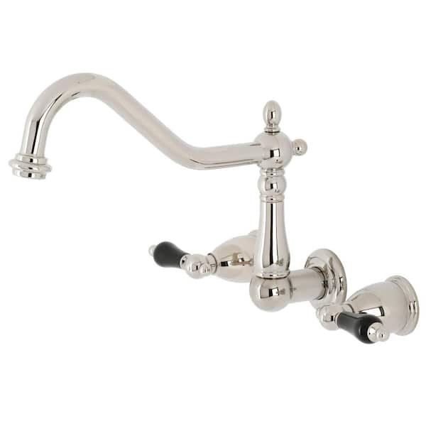Kingston Brass Duchess 2-Handle Wall-Mount Kitchen Faucet in Polished Nickel