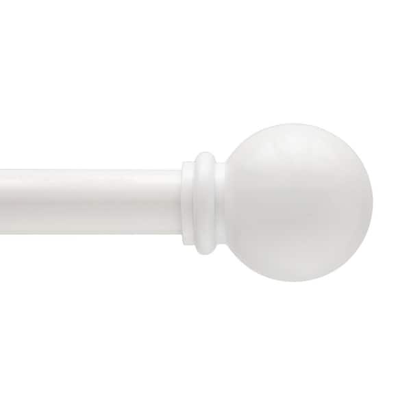 Kenney Chelsea 28 in. - 48 in. Adjustable Single Curtain Rod 5/8 in. Diameter in White with Ball Finials