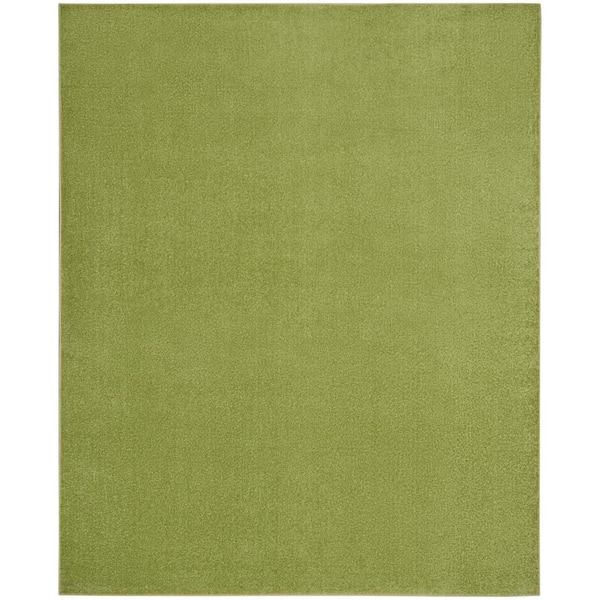 Essentials 8 ft. x 10 ft. Green Solid Contemporary Indoor/Outdoor Patio Area Rug