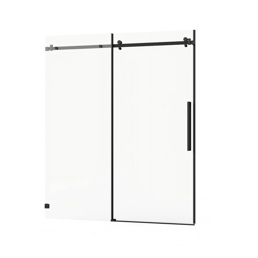 60 in. W x 72 in. H Sliding Frameless Shower Door, 1/4 in. Glass, Easy-Clean, Matte Black price history on PriceWatchPro