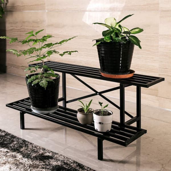 Justincity 45.67 in. x 17.5 in. x 14 in. 2 Tier Sturdy Metal Plant