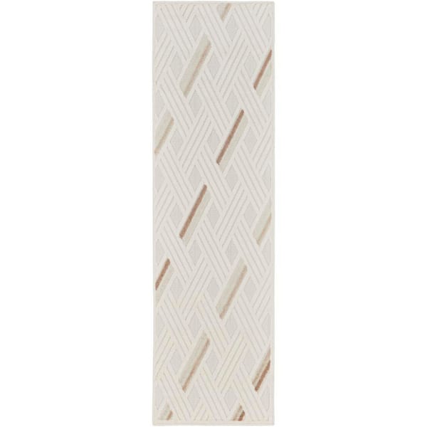 Nourison Casual Ivory Beige 2 ft. x 6 ft. Abstract Contemporary Runner Area Rug